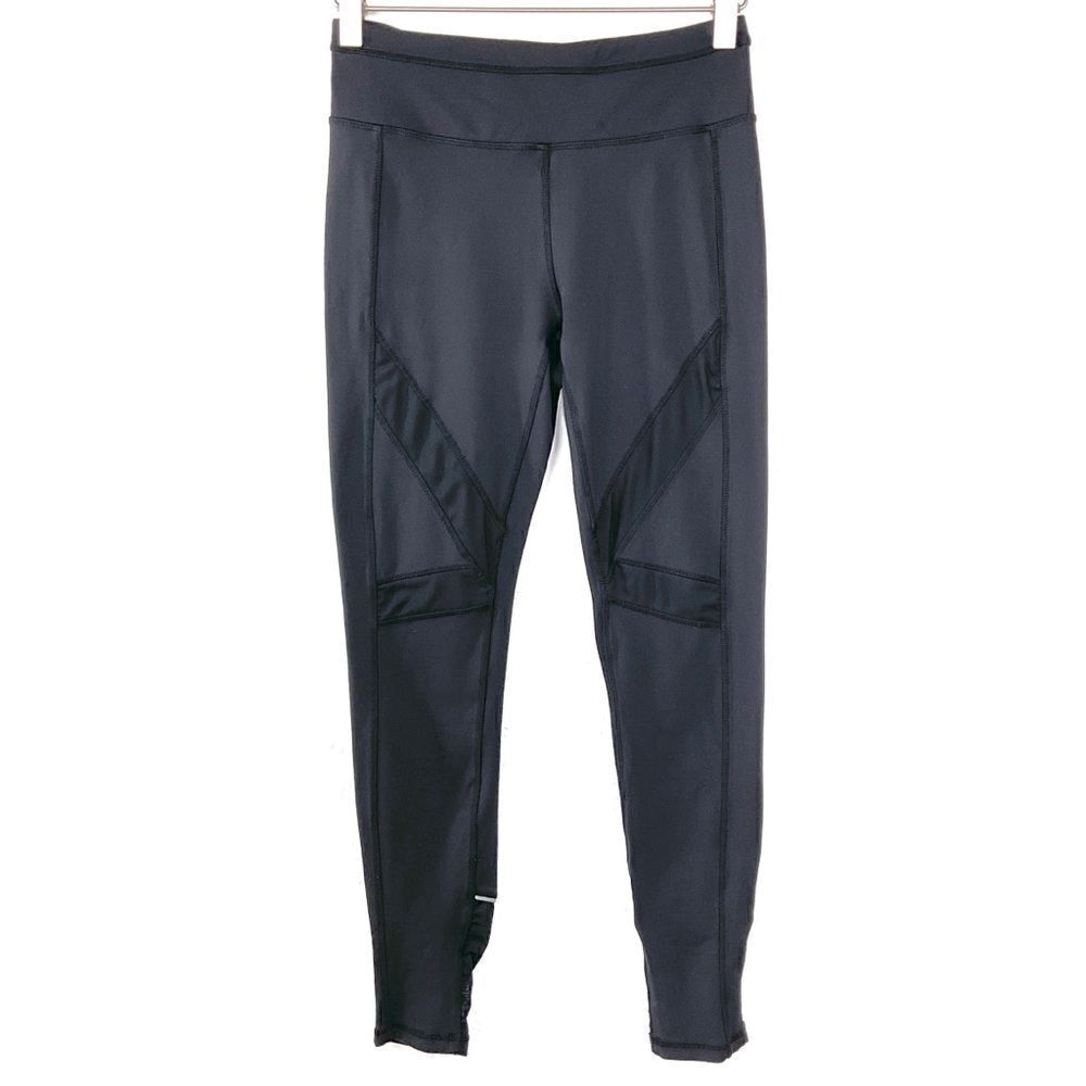 4/$16 Kyodan Black Mesh Reflective Stripe Leggings Small